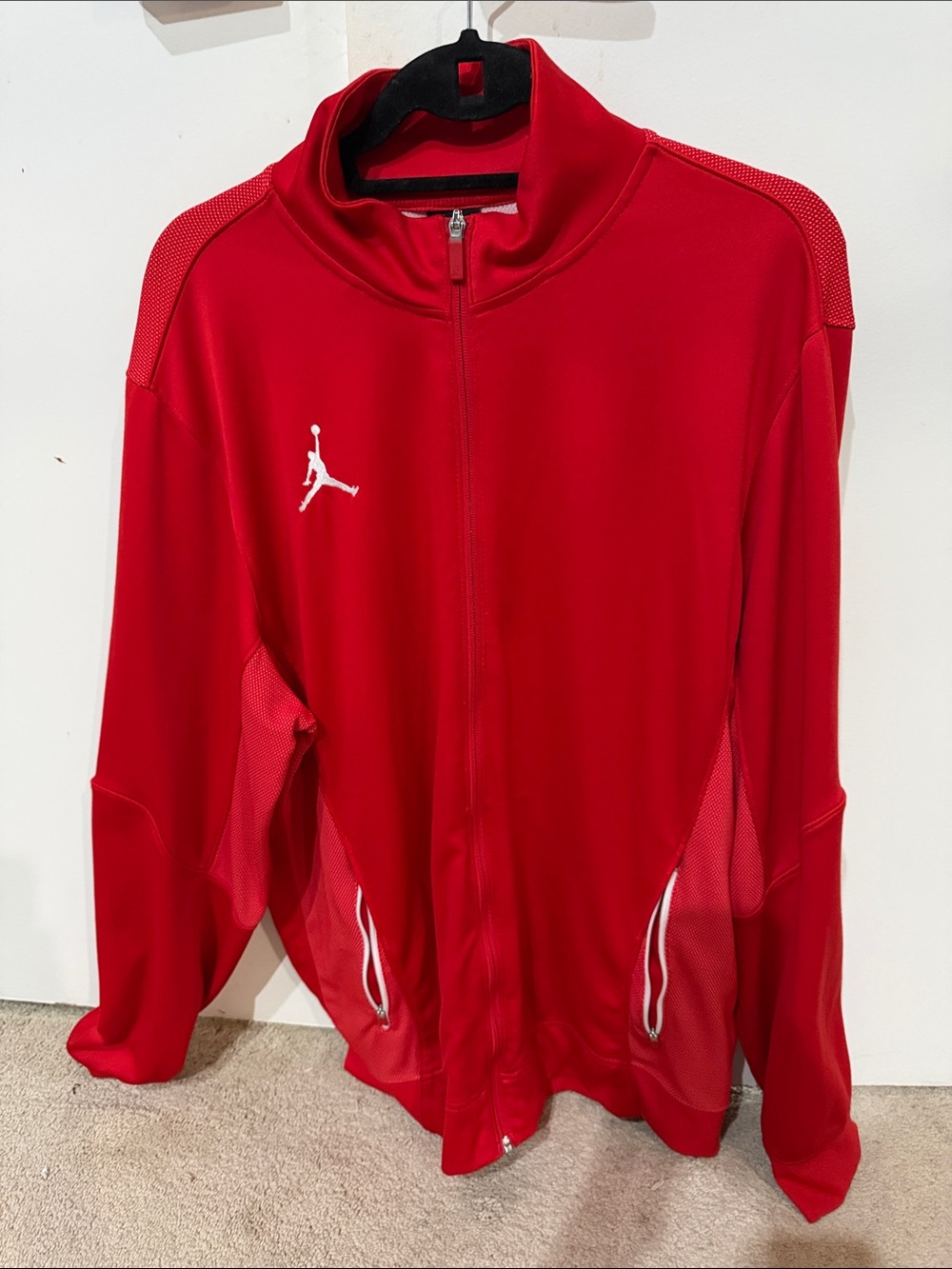 Jordan Red Men's Full-Zip Performance Jacket with White Logo